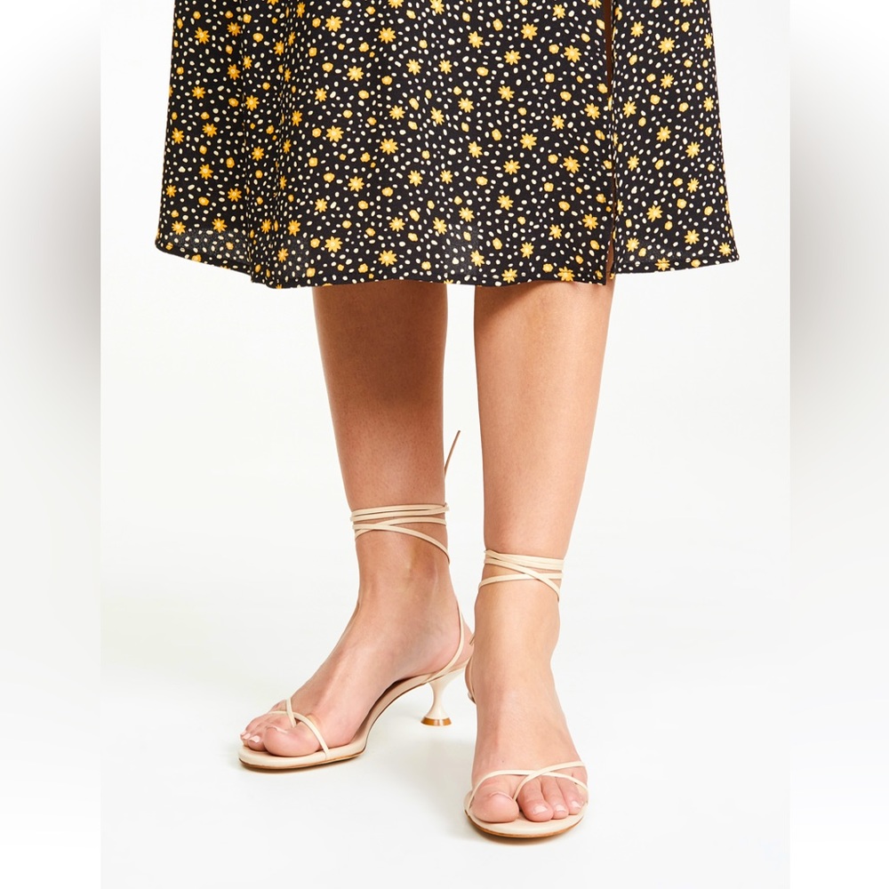 Jeffrey Campbell Strappy Kitten Sandals - Ivory - Neatly New